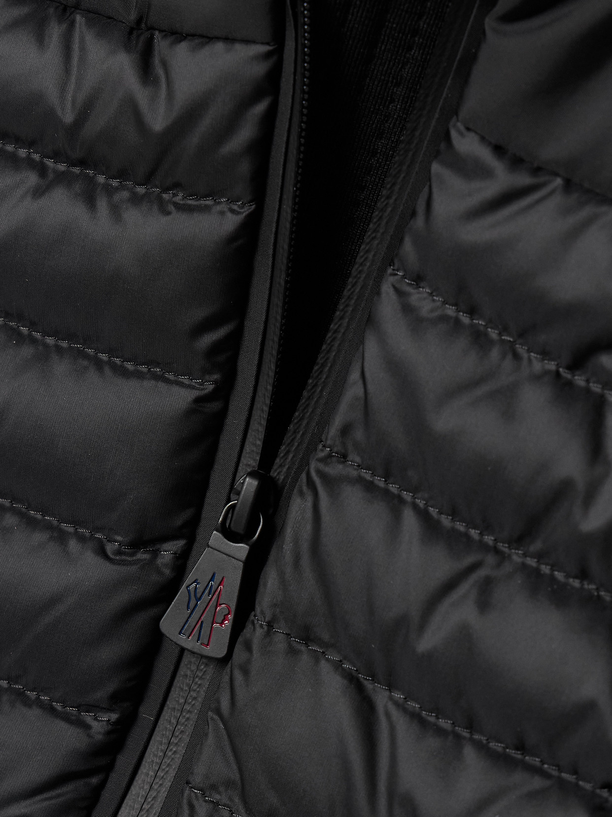 Moncler Power Grid Paneled Polartec® Jersey And Quilted Shell Down Base Layer In Black