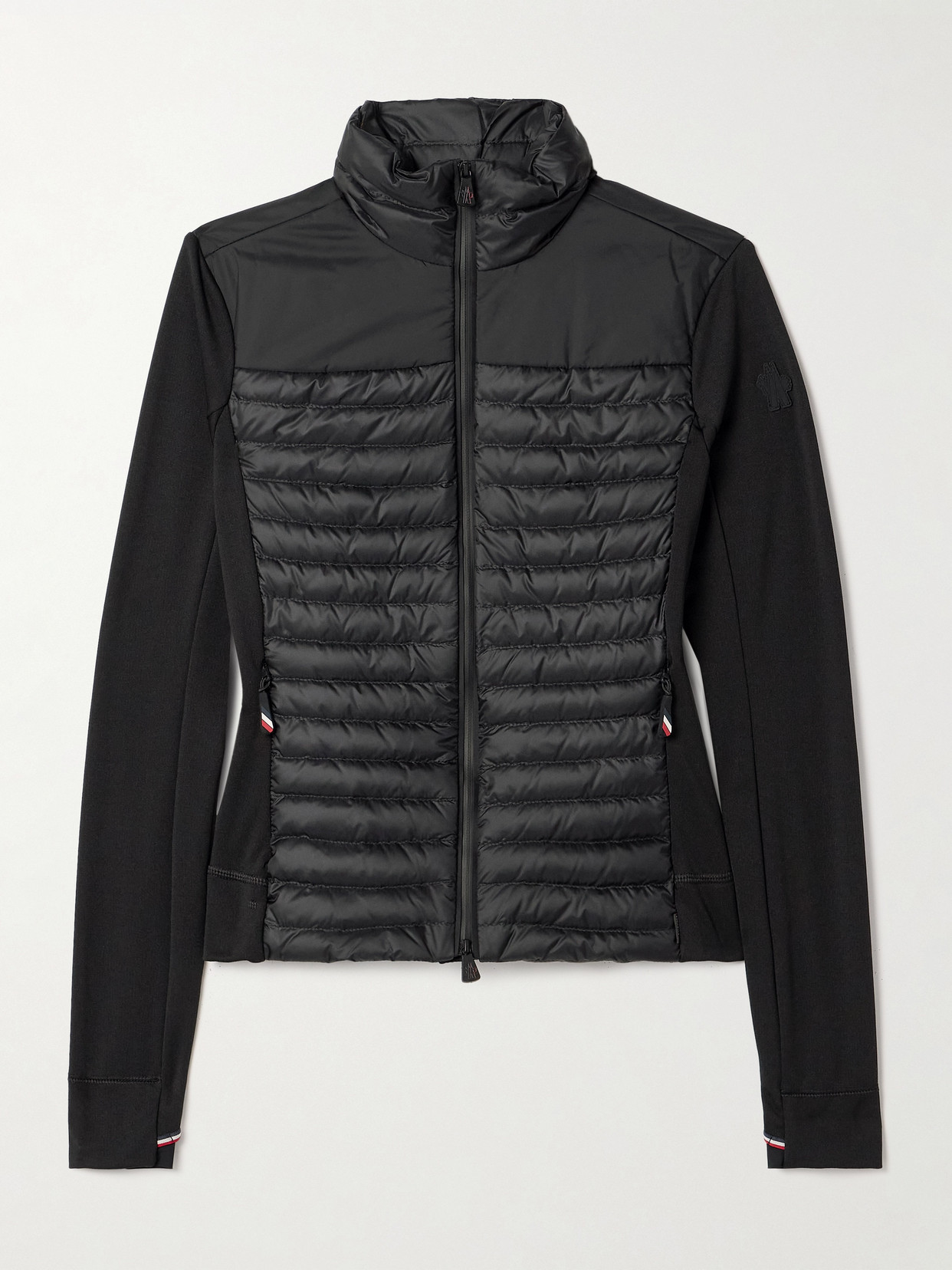 Moncler Power Grid Paneled Polartec® Jersey And Quilted Shell Down Base Layer In Black