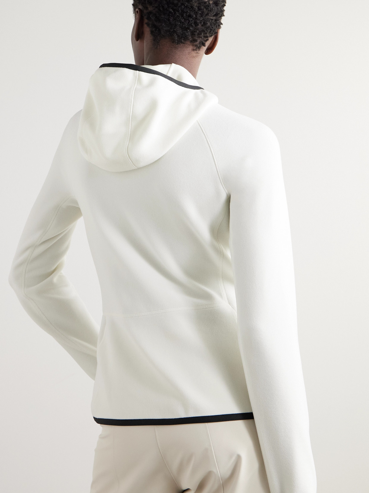 Moncler Appliquéd Hooded Fleece Jacket In White