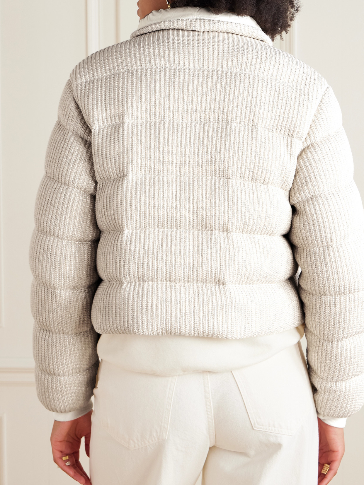 Thoiry Quilted Ribbed Metallic Cotton Down Jacket
