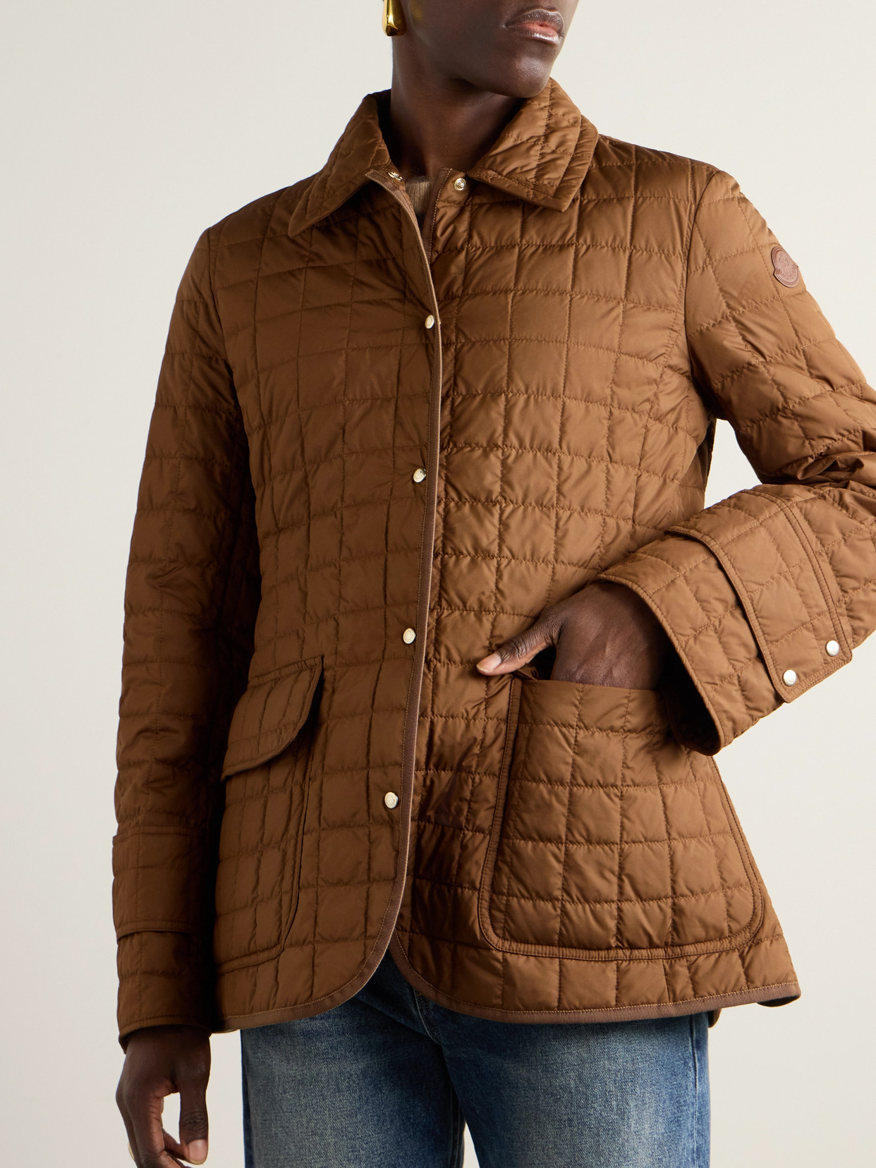 Moncler Epinal Quilted Shell Down Jacket In Metallic
