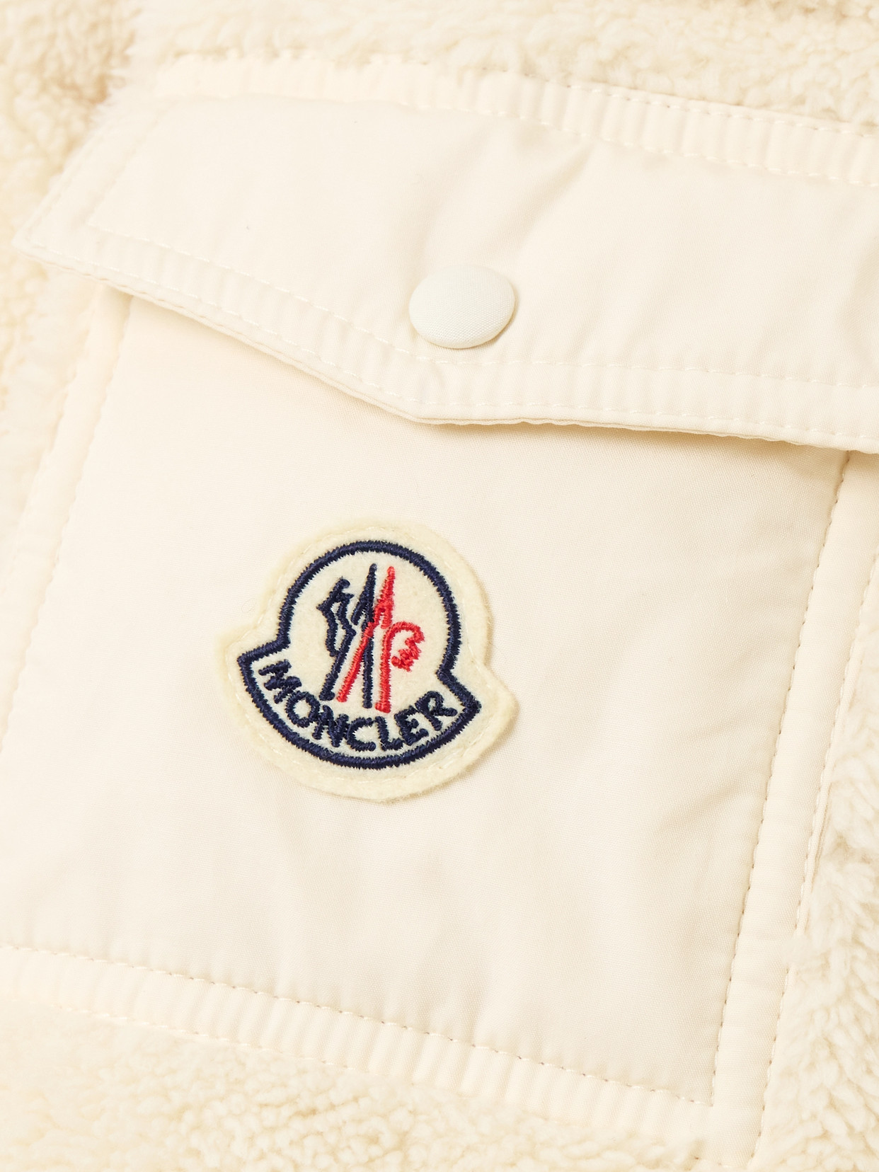 Shell-Trimmed Quilted Cotton-Fleece Down Jacket