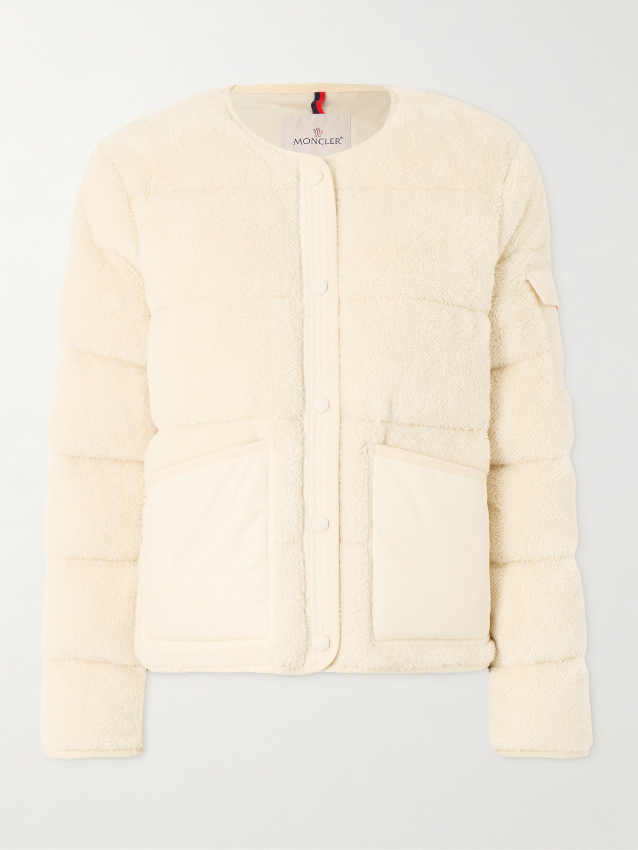 Moncler Shell-trimmed Quilted Cotton-fleece Down Jacket In Cream