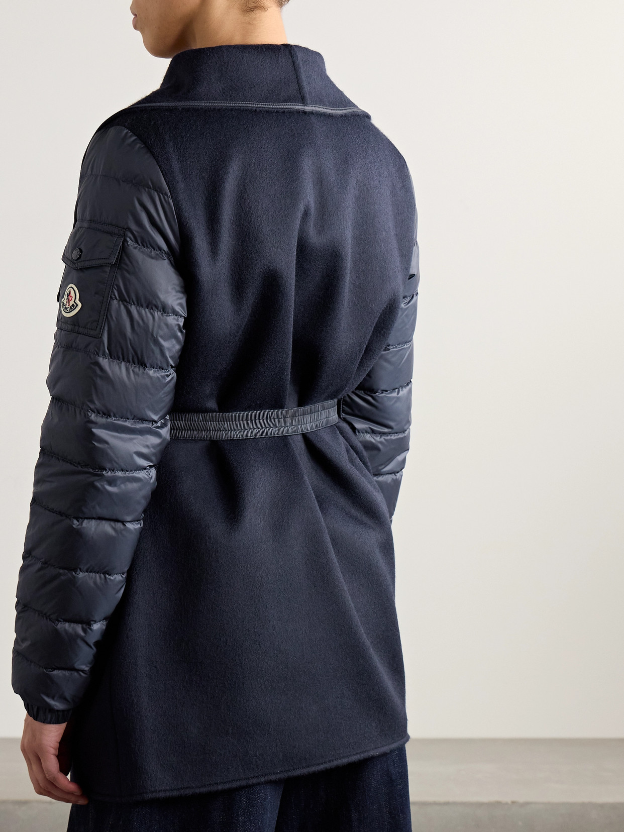 Moncler Wool-blend Felt And Quilted Shell Down Jacket In Blue