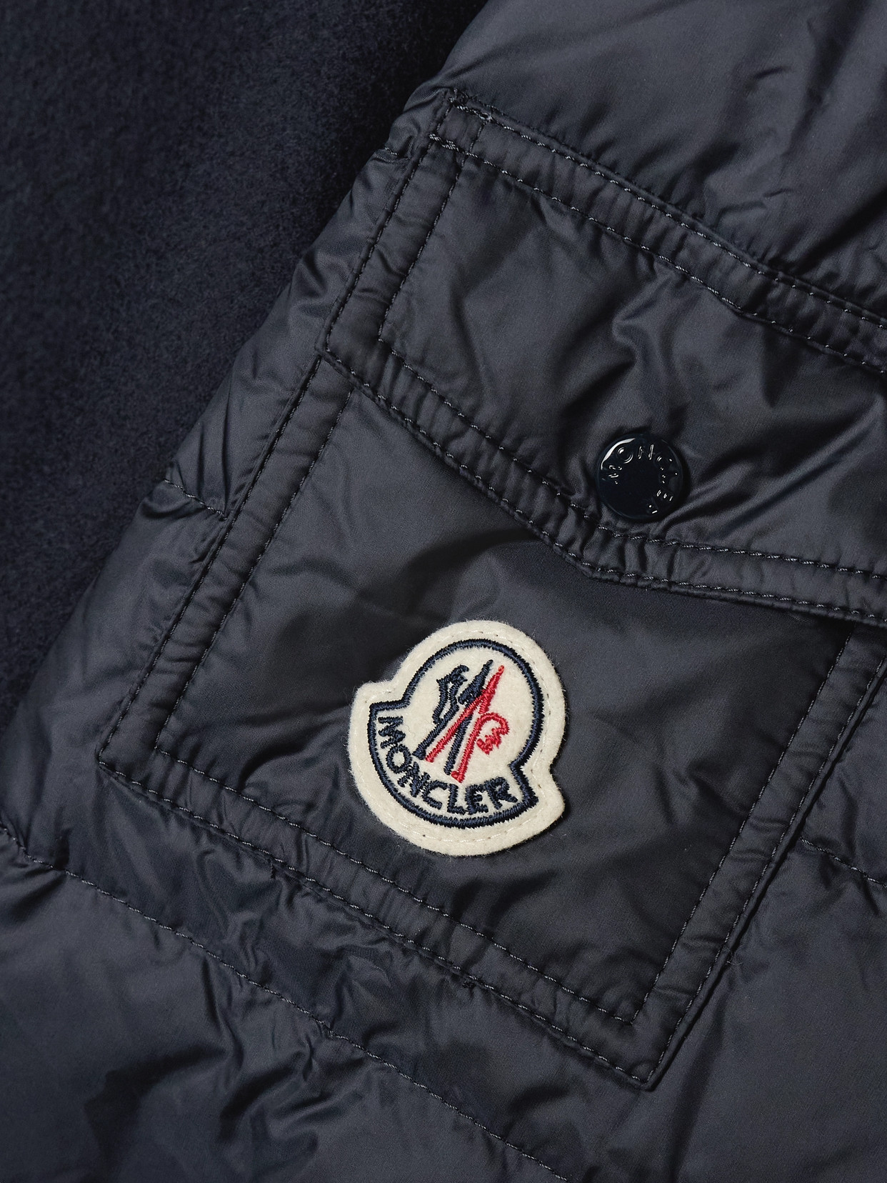 Moncler Wool-blend Felt And Quilted Shell Down Jacket In Blue
