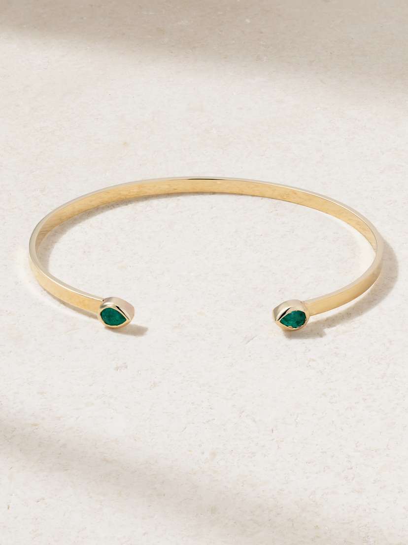 STONE AND STRAND Myrtle 10-karat Gold Emerald Cuff