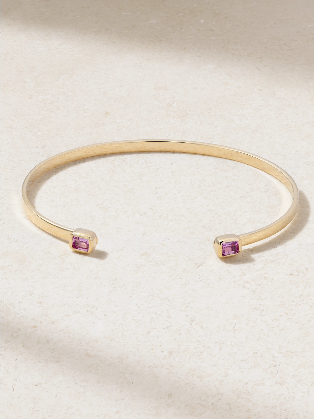 Stone And Strand Myrtle 14-karat Gold Sapphire Cuff In Pink