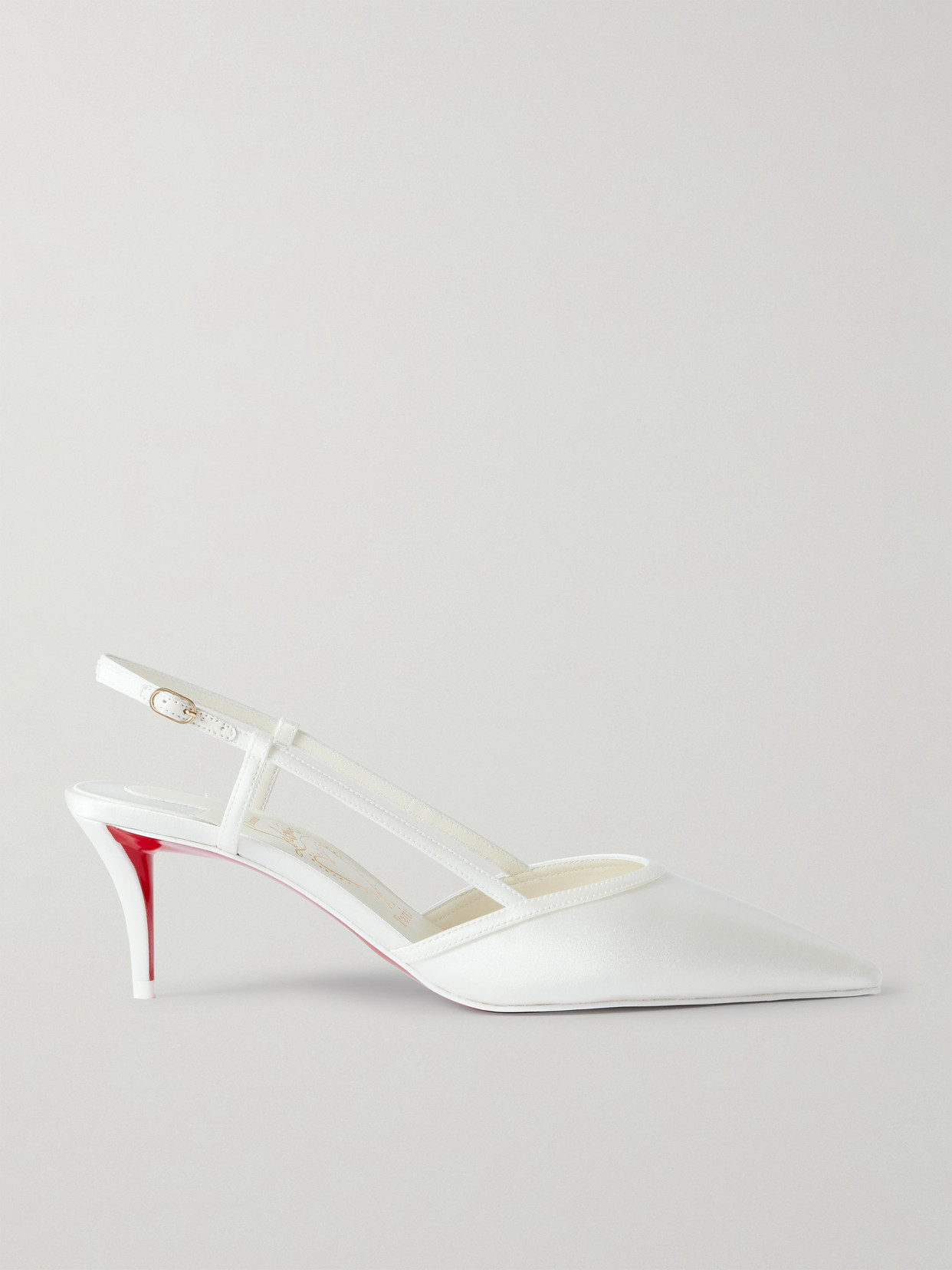 Christian Louboutin Miss Z Sling 60 Leather-trimmed Satin Slingback Pumps In White