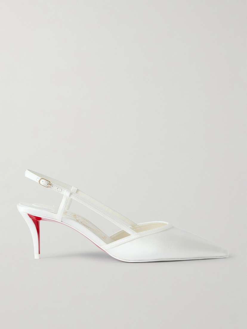 Christian Louboutin Miss Z Sling 60 Leather-trimmed Satin Slingback Pumps