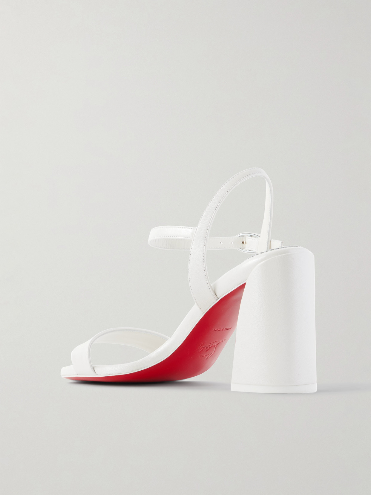 CHRISTIAN LOUBOUTIN MISS JANE 85 PEARLESCENT LEATHER SANDALS