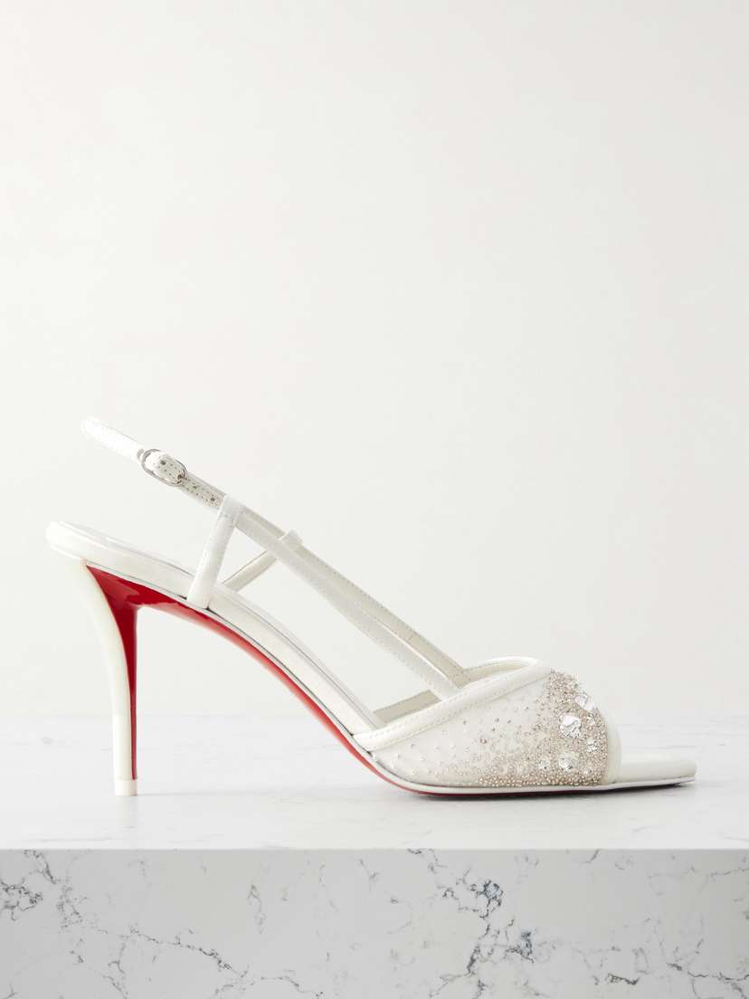 Christian Louboutin Miss Z 80 Embellished Mesh And Leather Slingback Sandals