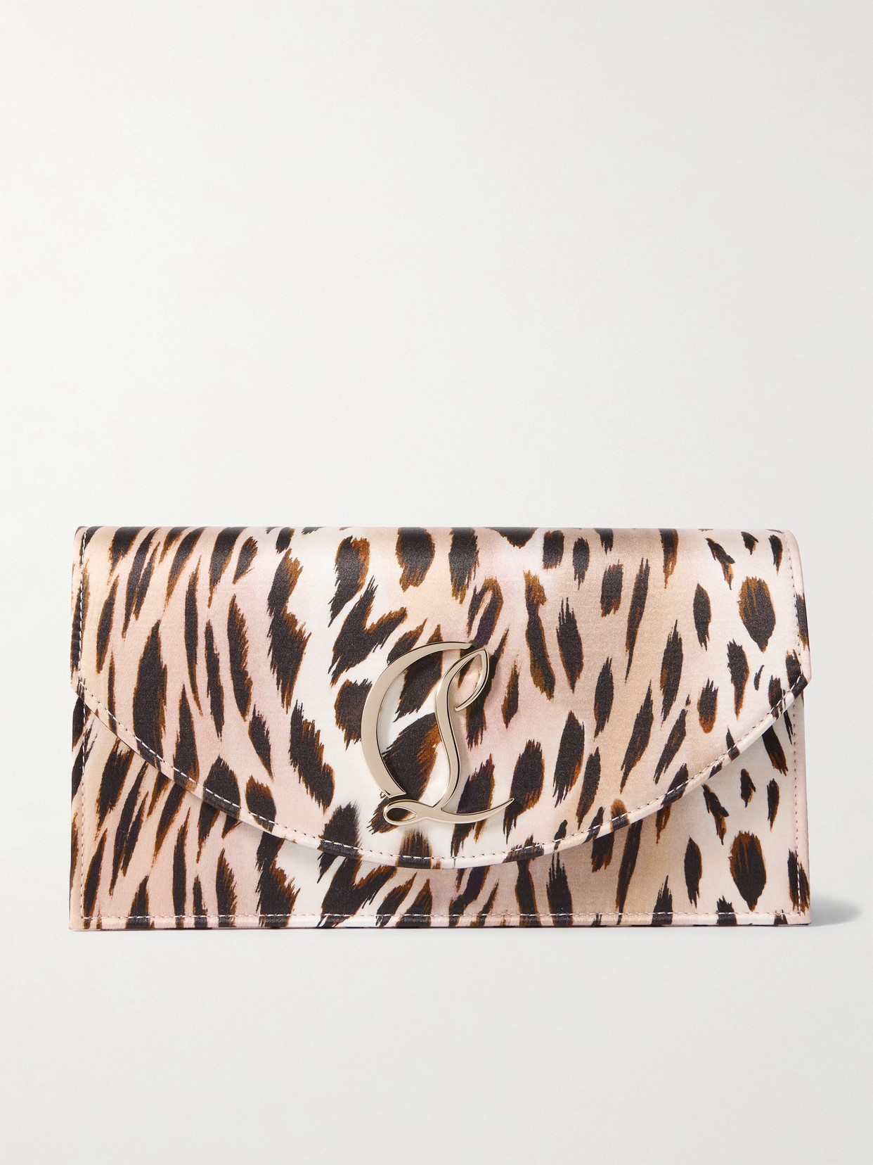 Christian Louboutin Loubi54 Embellished Leopard-print Satin Clutch In Multi