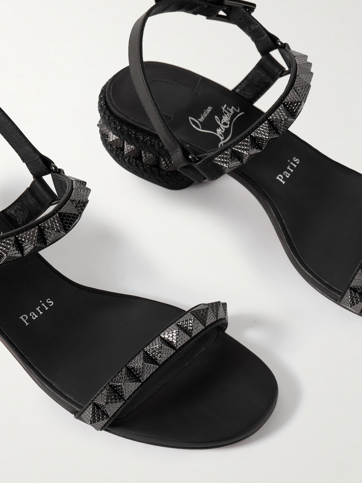 Christian Louboutin Pyrasand 30 Leather Sandals In Black