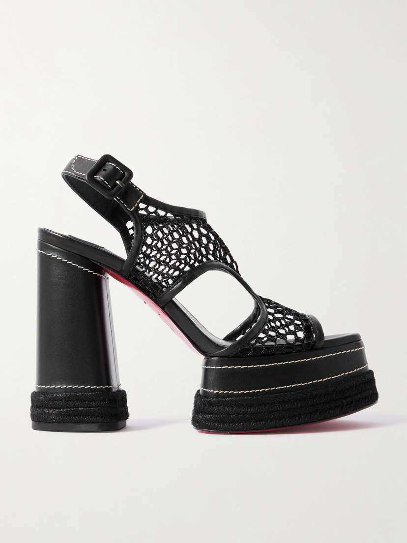 Christian Louboutin Almeja 130 Mesh And Leather Platform Sandals