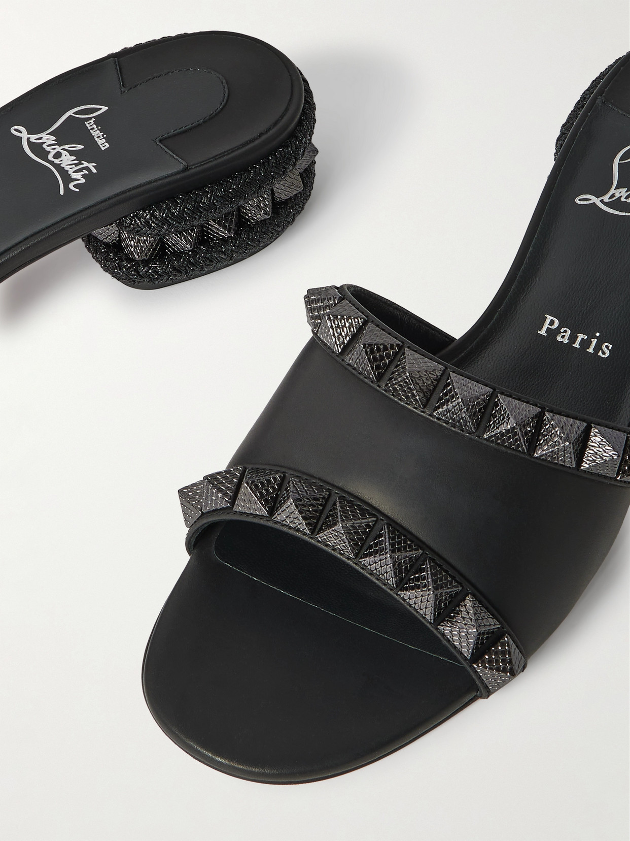 Christian Louboutin Pyraclou Embellished Heeled Mules 30 In Black
