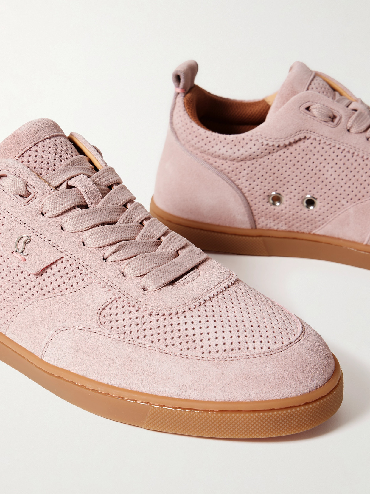 Christian Louboutin Tutti Rui Donna Perforated Suede Sneakers In Pink