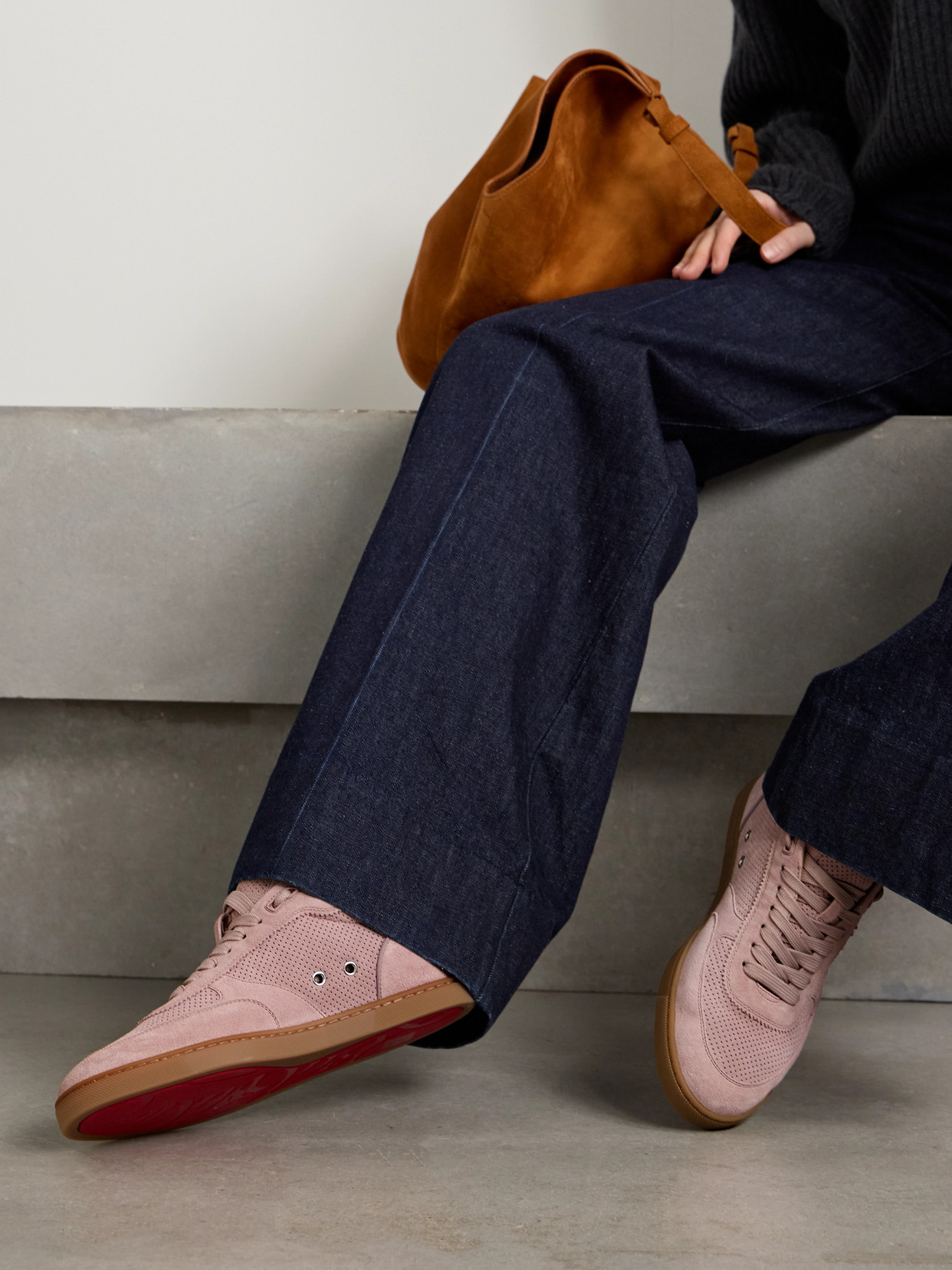 Christian Louboutin Tutti Rui Donna Perforated Suede Sneakers In Pink