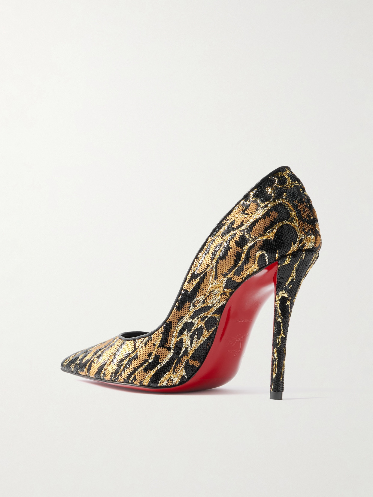 CHRISTIAN LOUBOUTIN MISS Z OCELOT 100 LUREX AND LEATHER-TRIMMED SEQUINED SATIN PUMPS
