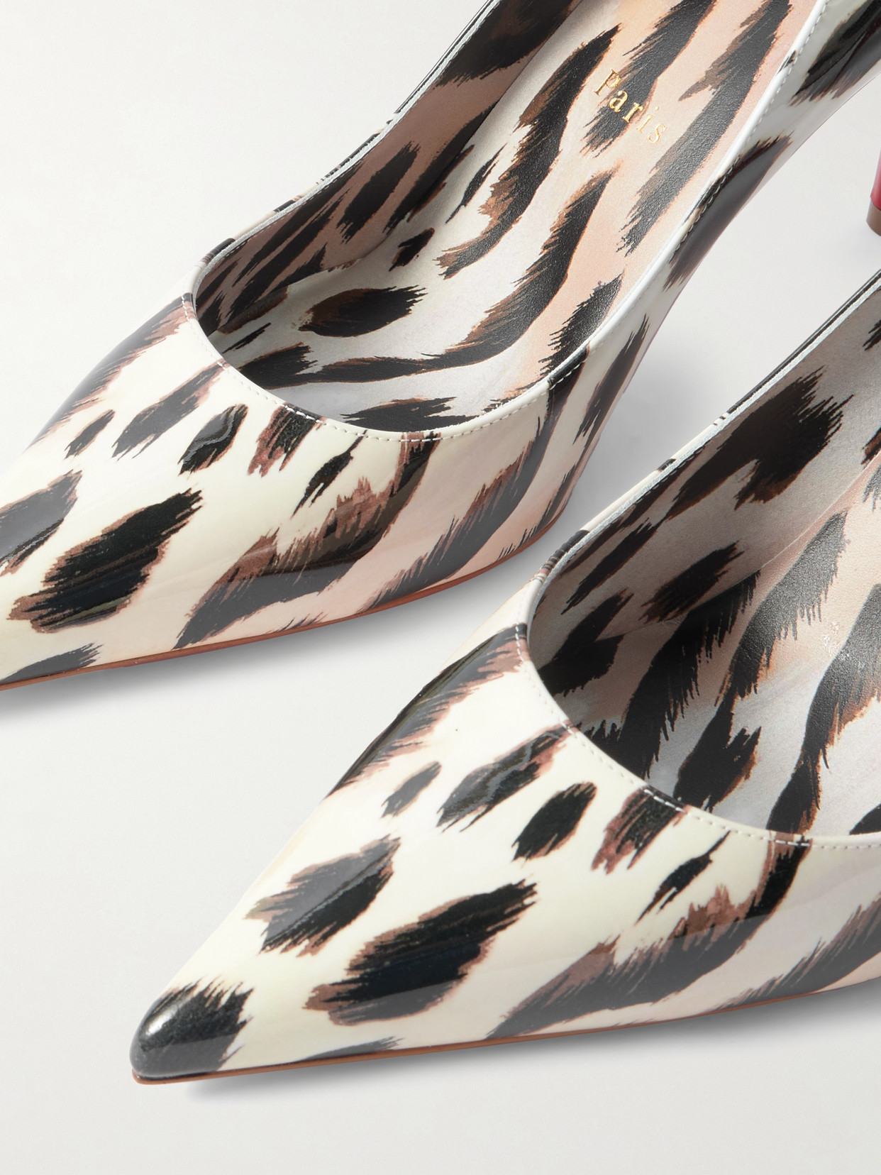 Christian Louboutin Miss Z Gigi 80 Leopard-print Patent-leather Point-toe Pumps In Animal Print