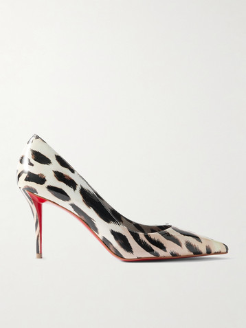 CHRISTIAN LOUBOUTIN Miss Z Gigi 80 leopard-print patent-leather point-toe pumps