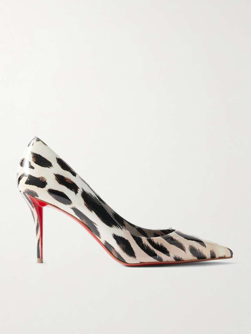 Christian Louboutin Miss Z Gigi 80 Leopard-print Patent-leather Point-toe Pumps