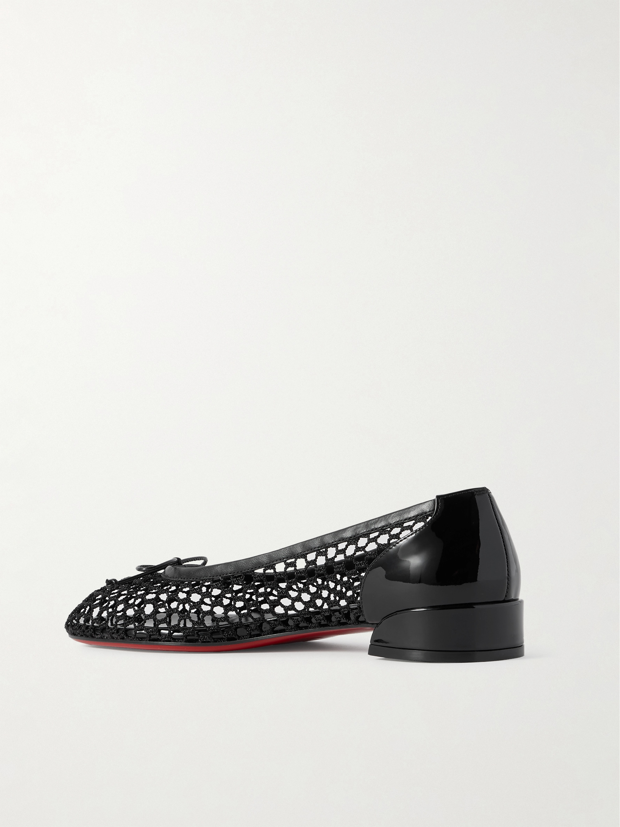 CHRISTIAN LOUBOUTIN Sweetie Jane 20 patent leather-trimmed fishnet ballet flats