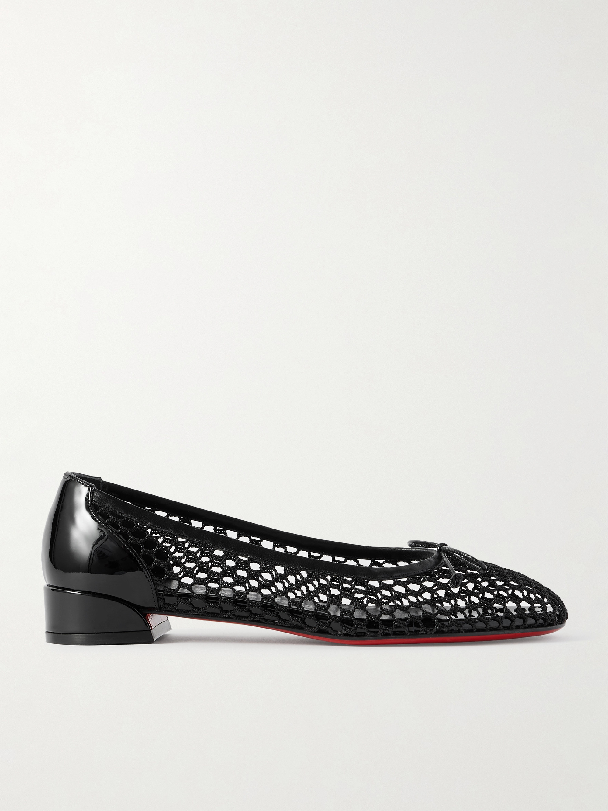 CHRISTIAN LOUBOUTIN Sweetie Jane 20 patent leather-trimmed fishnet ballet flats