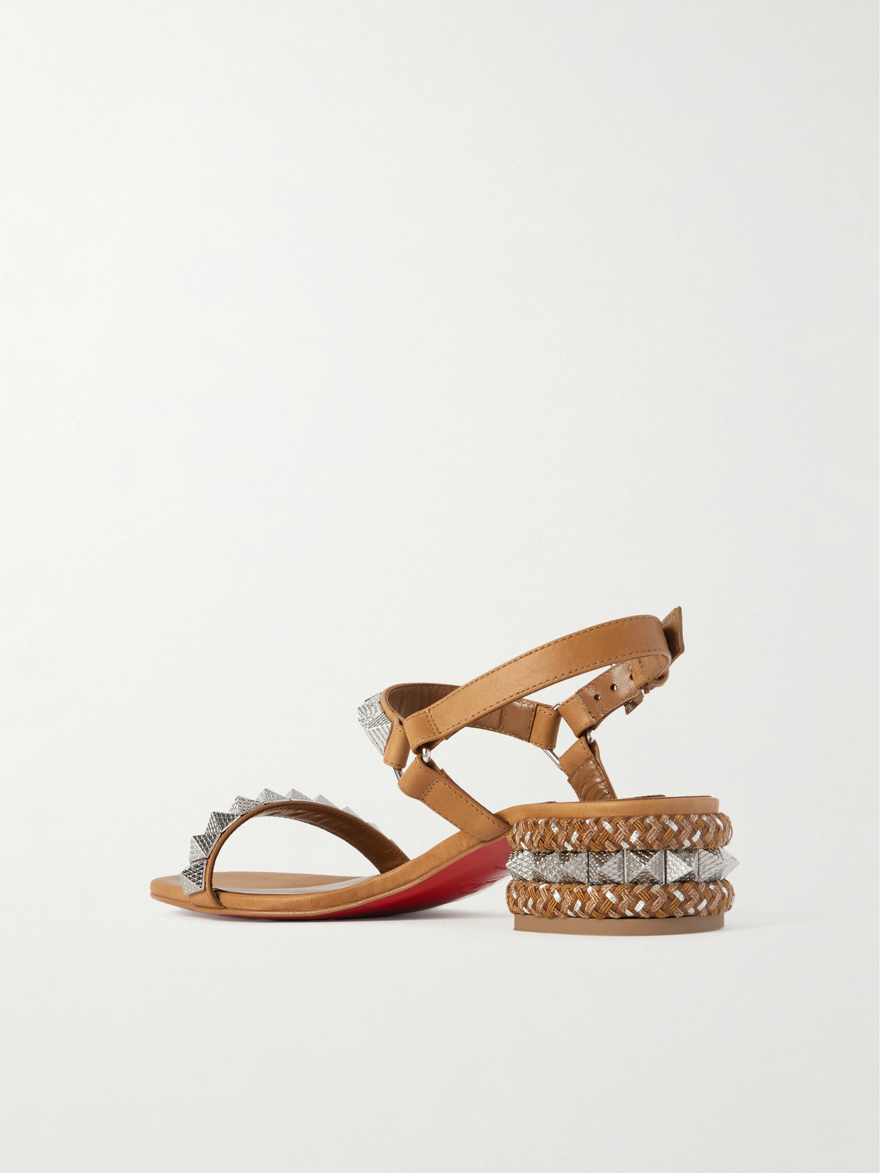 Christian Louboutin Pyraclou Embellished Heeled Sandals 30 In Brown