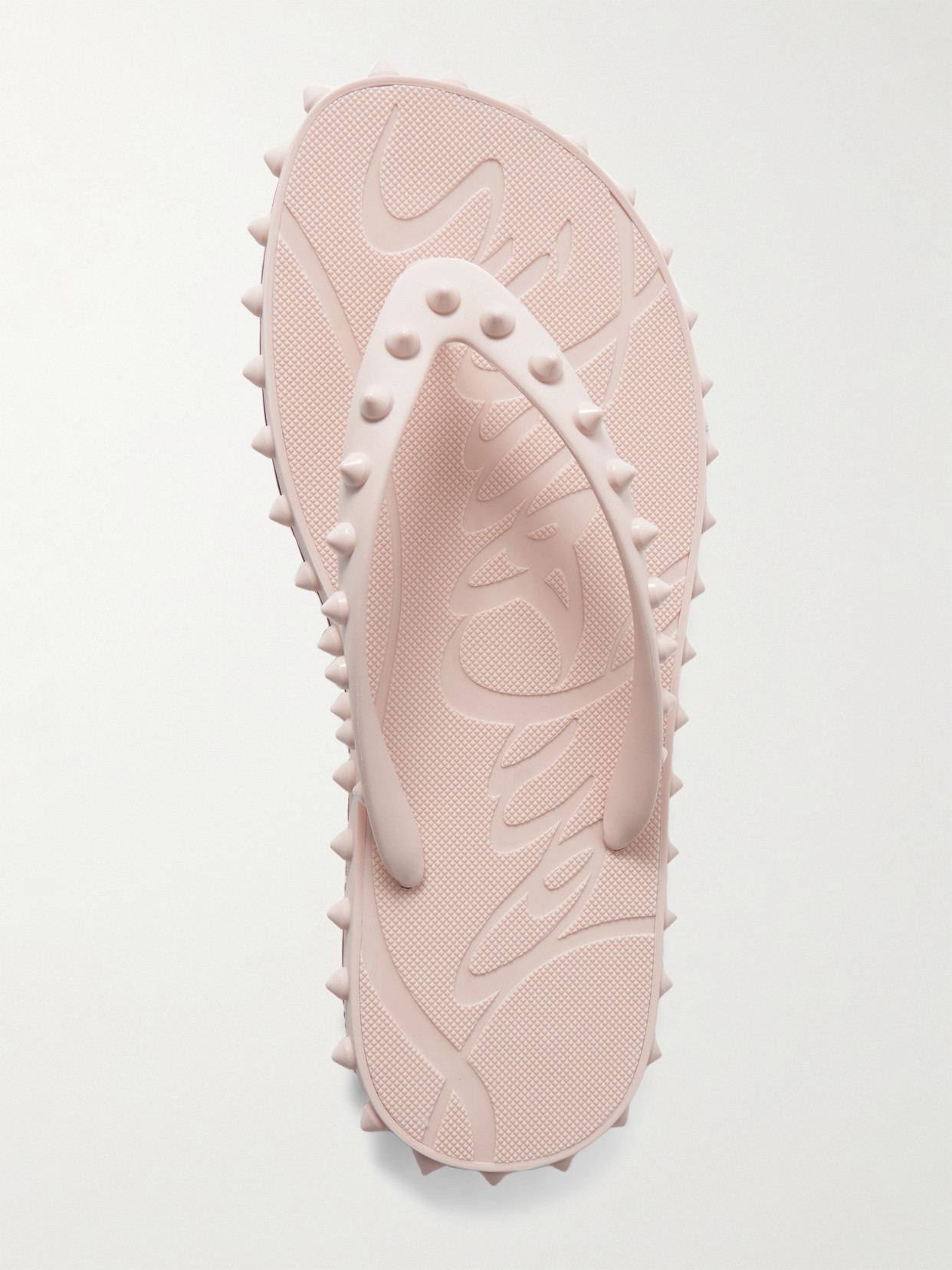 Christian Louboutin Super Loubi Studded Rubber Flip Flops In Neutrals