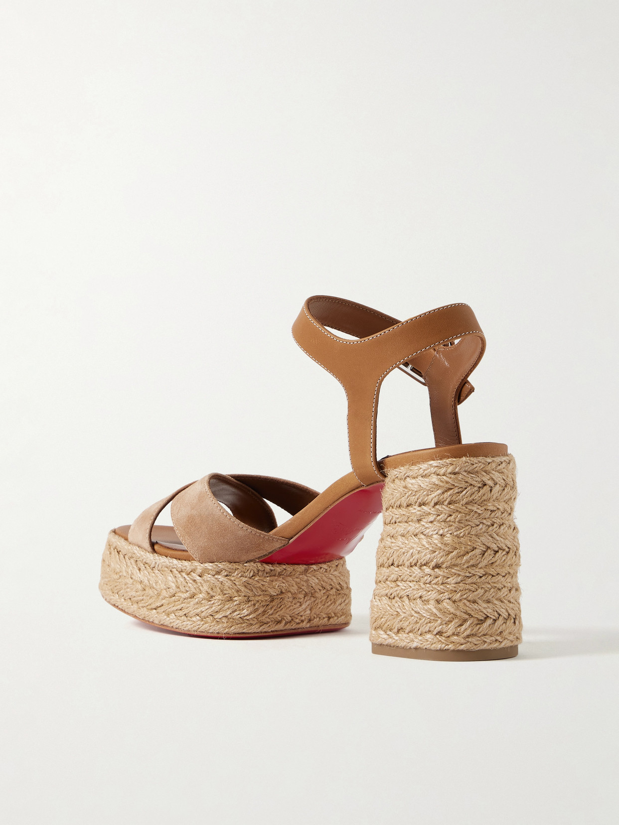 Christian Louboutin Calakala 70 Nubuck And Suede Espadrille Platform Sandals In Brown