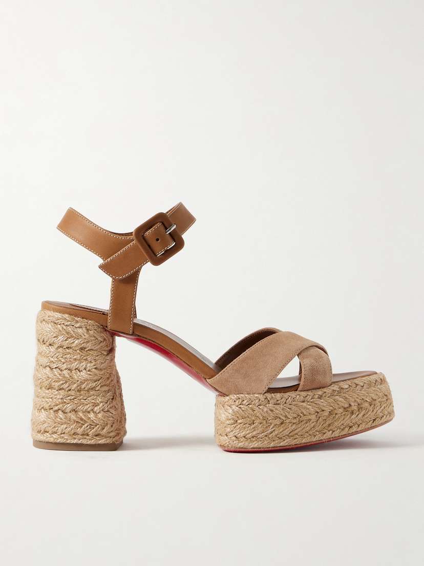 Christian Louboutin Calakala 70 Nubuck And Suede Espadrille Platform Sandals