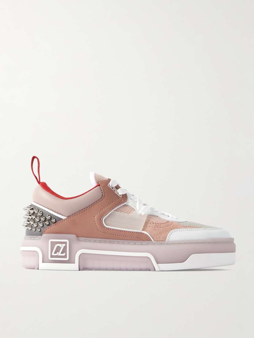 Christian Louboutin Astroloubi Spiked Leather, Suede And Mesh Sneakers