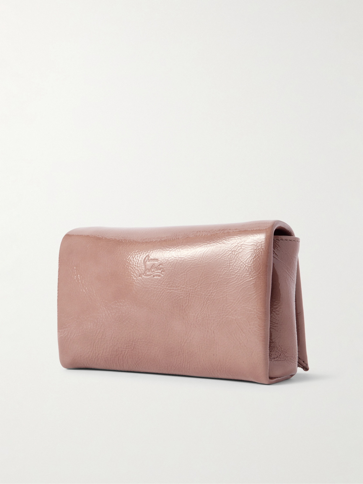Christian Louboutin Loubi54 Embellished Crinkled Patent-leather Shoulder Bag In Pink
