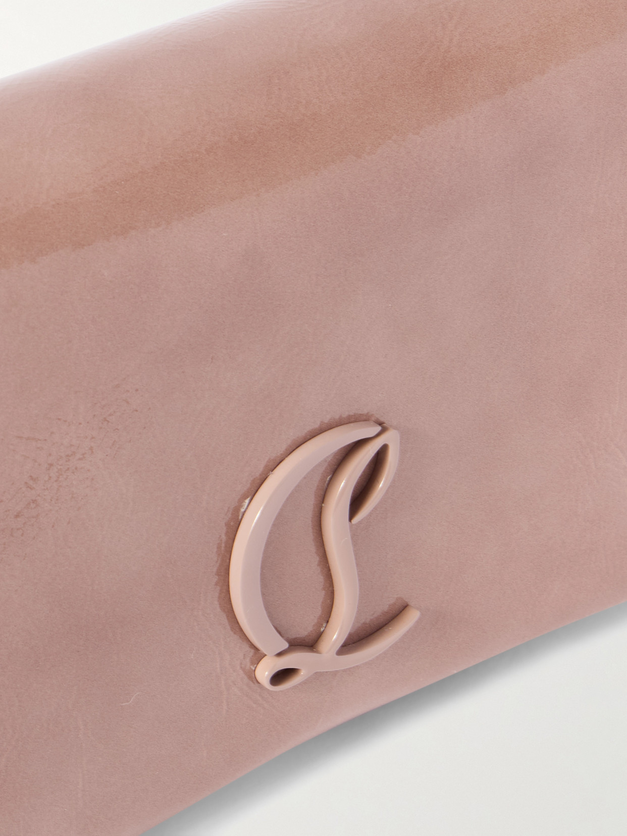 Christian Louboutin Loubi54 Embellished Crinkled Patent-leather Shoulder Bag In Pink