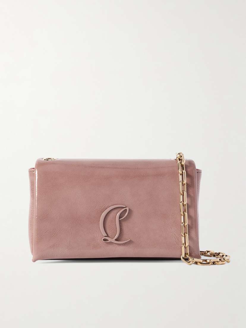 Christian Louboutin Loubi54 Embellished Crinkled Patent-leather Shoulder Bag