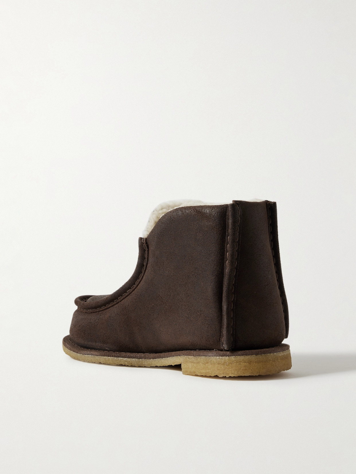 Jw Anderson Shearling-lined Suede Boots In Brown