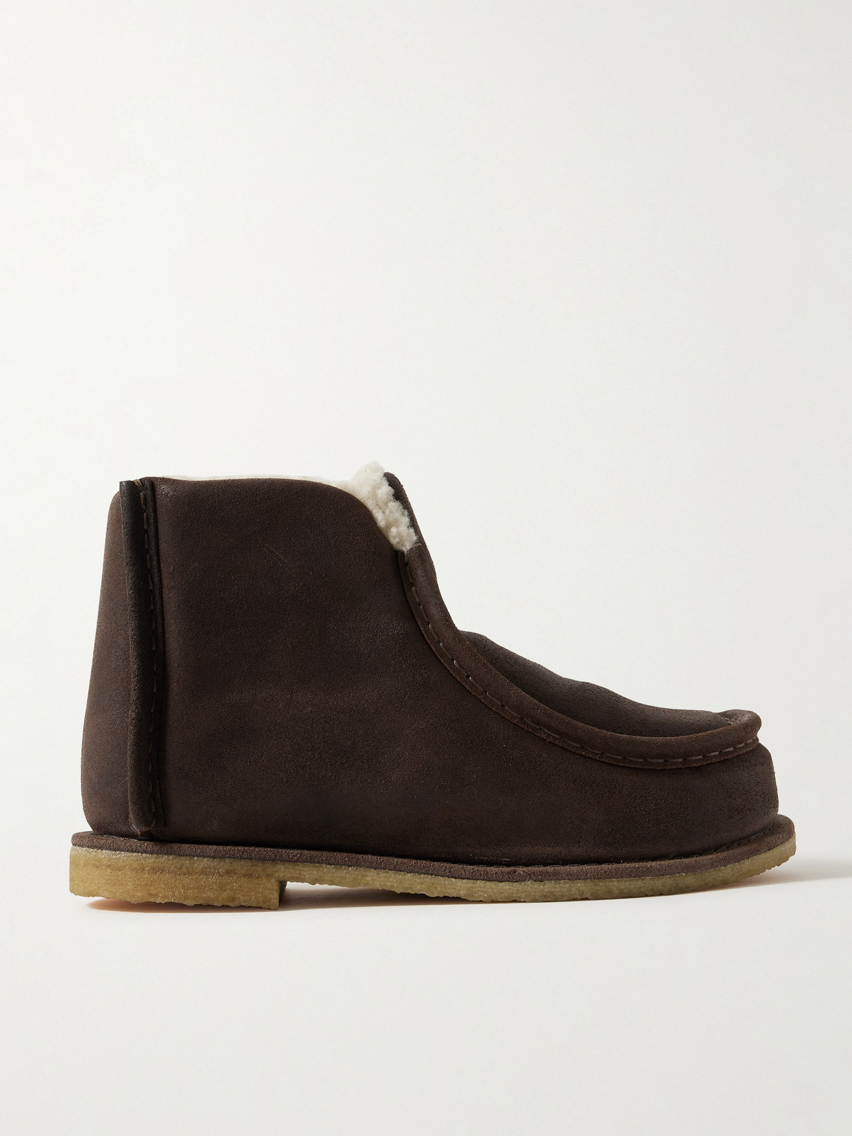 JW Anderson - Shearling-lined Suede Ankle Boots - Chocolate