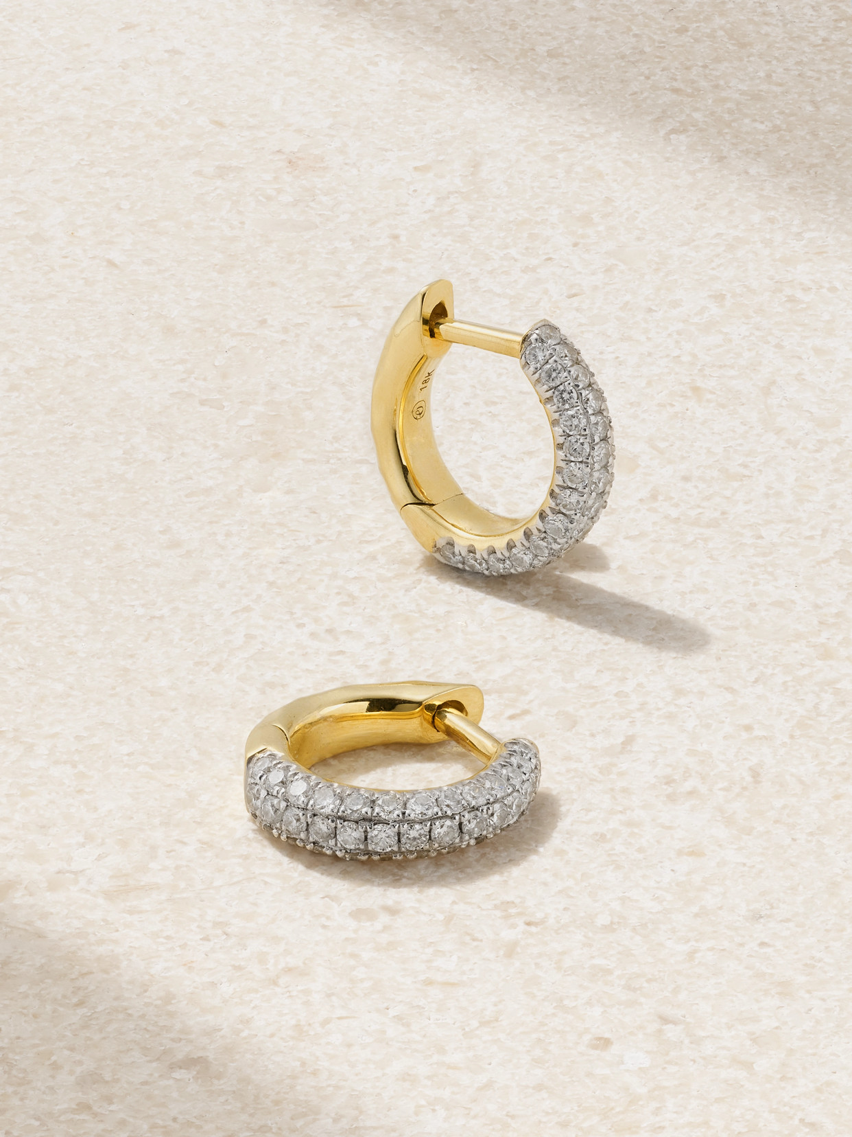 Octavia Elizabeth Yana Micro 18-karat Recycled Gold Diamond Hoop Earrings