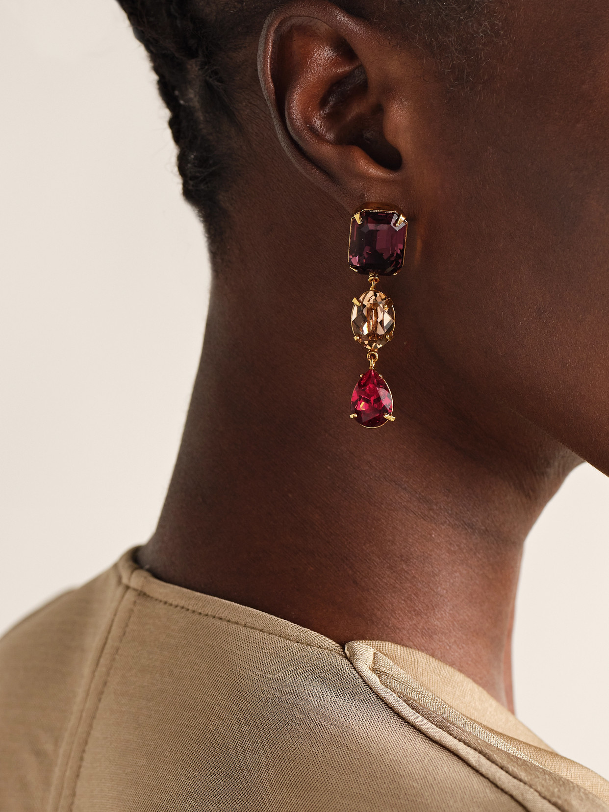 Jennifer Behr Aviva Gold-plated Crystal Earrings In Red