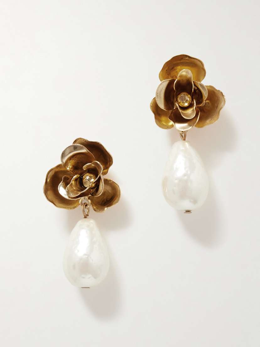 Jennifer Behr Zosia Gold-plated Faux Pearl Earrings