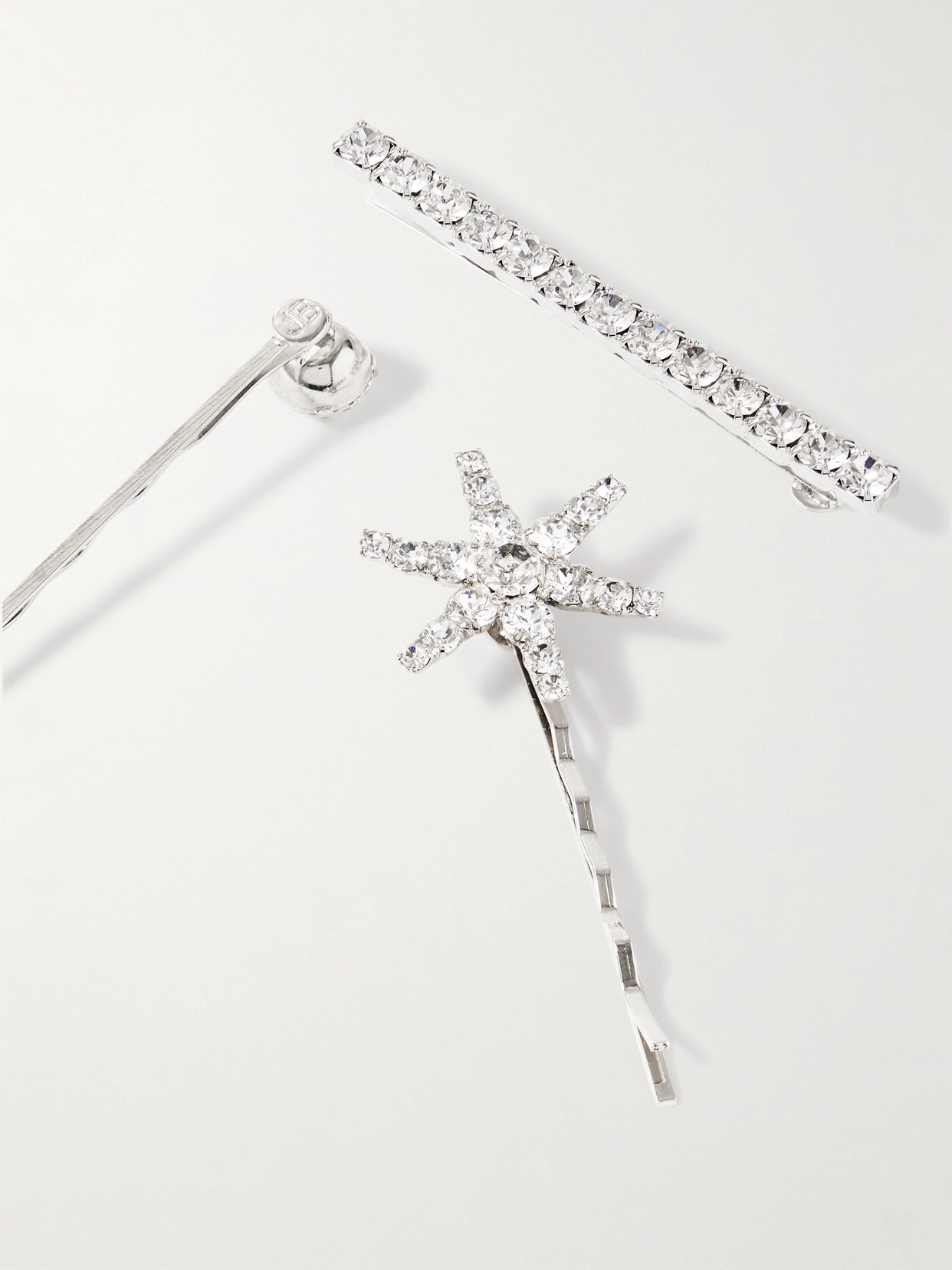 Jennifer Behr Set Of Seven Silver-tone Swarovski Crystal Hair Slides In Silver