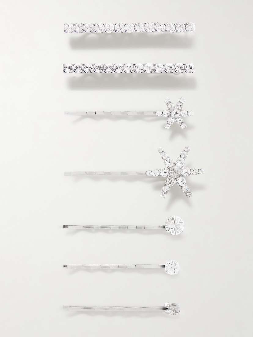 Jennifer Behr Luzia Set Of Seven Silver-tone Swarovski Crystal Hair Slides