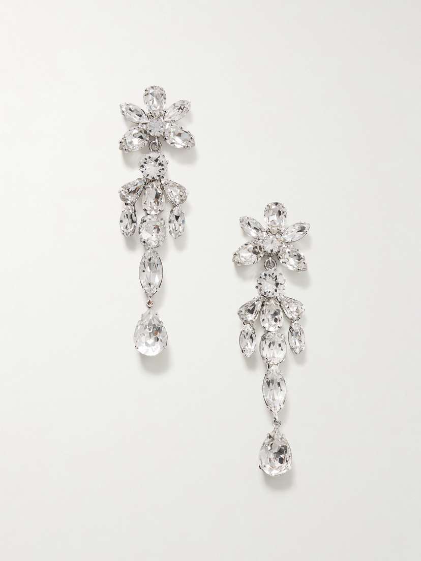 Jennifer Behr Violetta Rhodium-plated Crystal Earrings