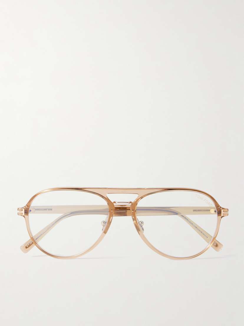 Tom Ford Aviator-style Acetate And Gold-tone Optical Glasses