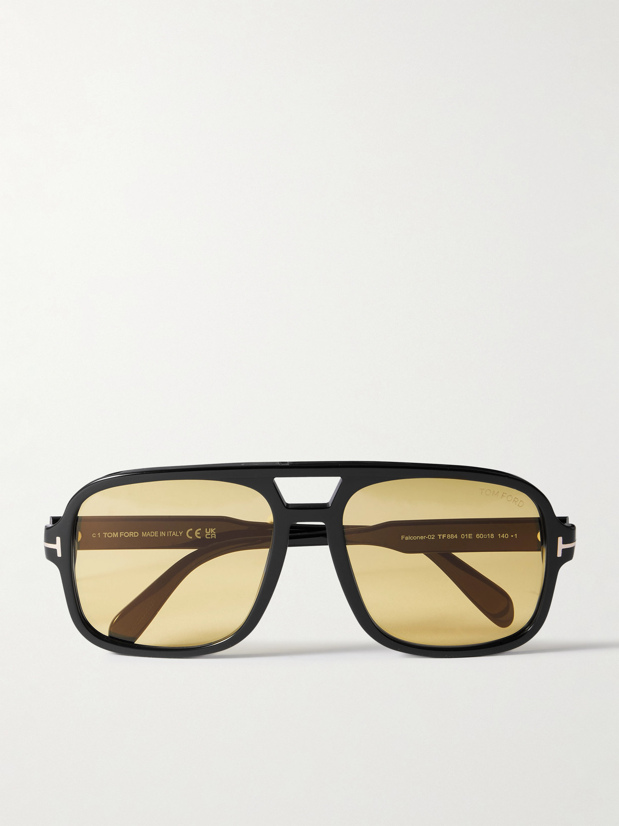 Tom Ford Falconer Aviator-style Acetate And Gold-tone Sunglasses In Black