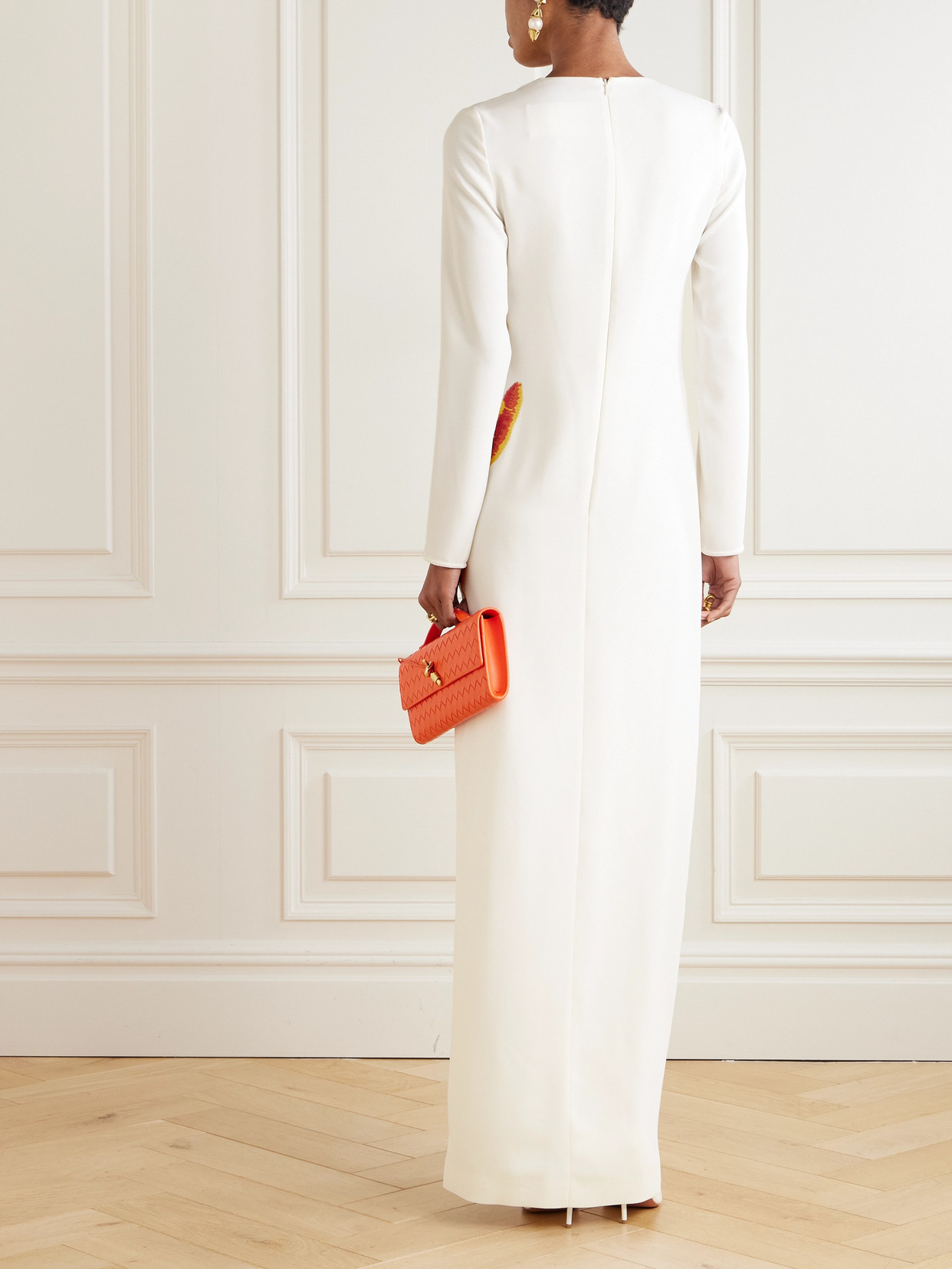 Costarellos Jennis Sequin-embellished Embroidered Crepe Gown In Ecru