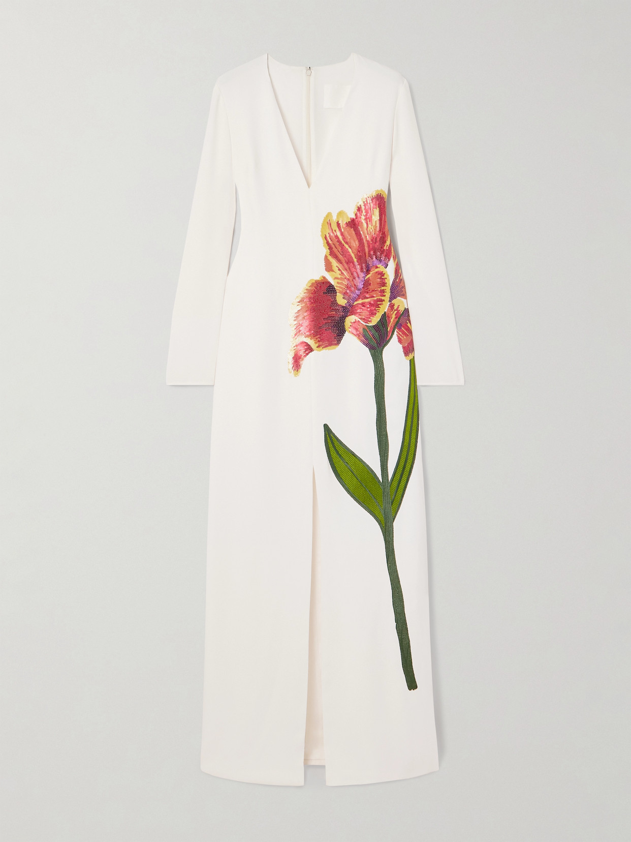 Costarellos Jennis Sequin-embellished Embroidered Crepe Gown In Ecru