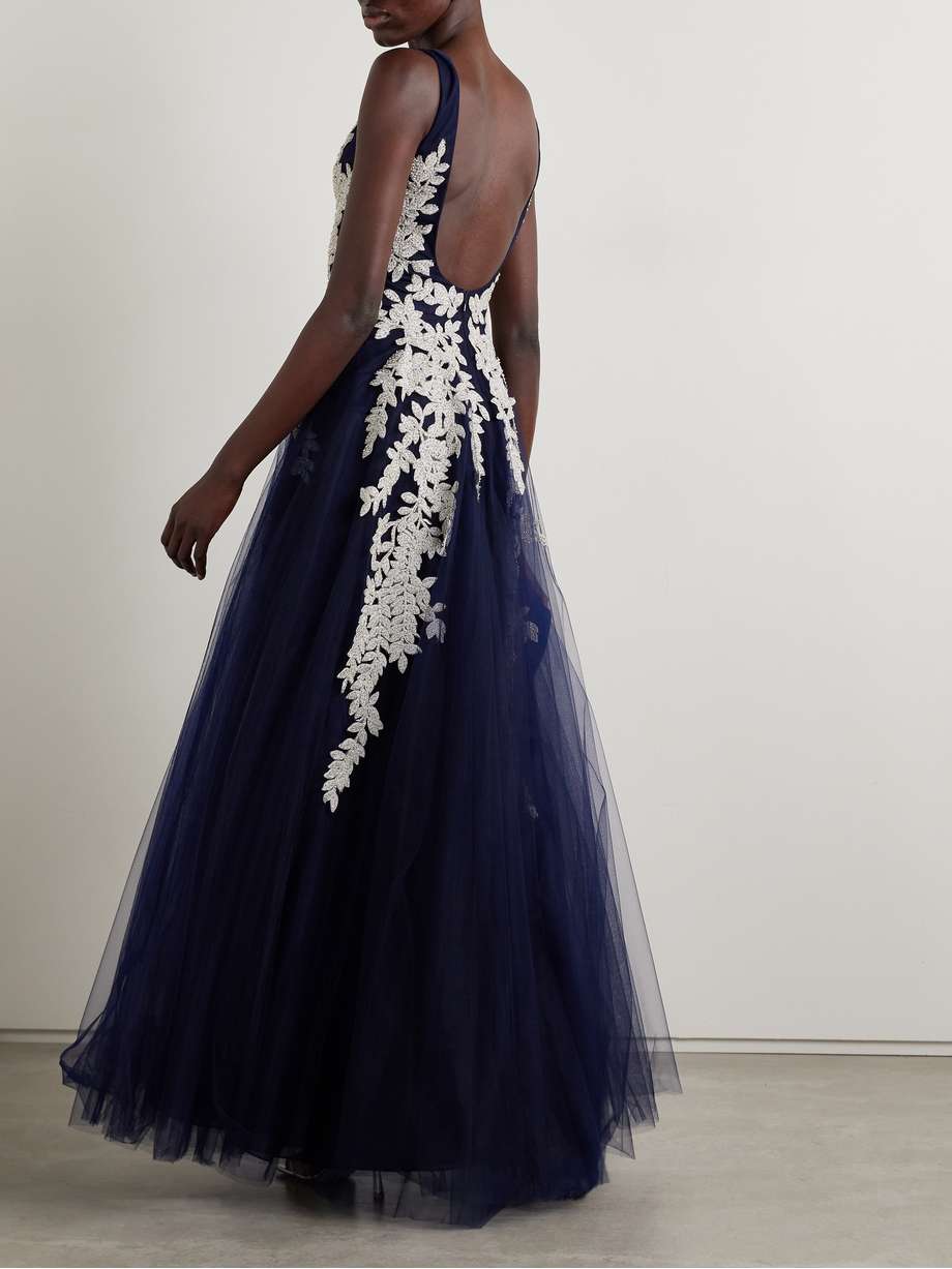bead-embellished embroidered tulle gown