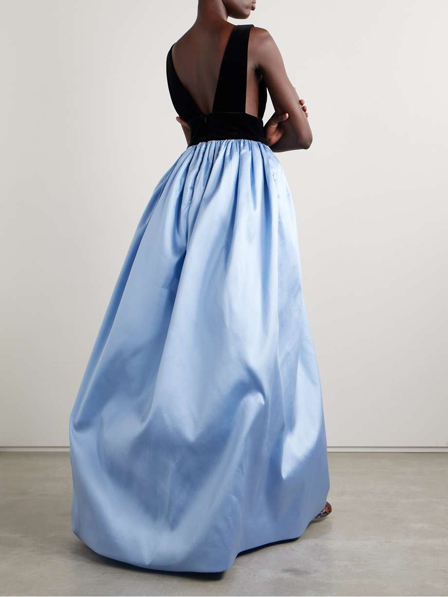 silk-mikado and velvet gown