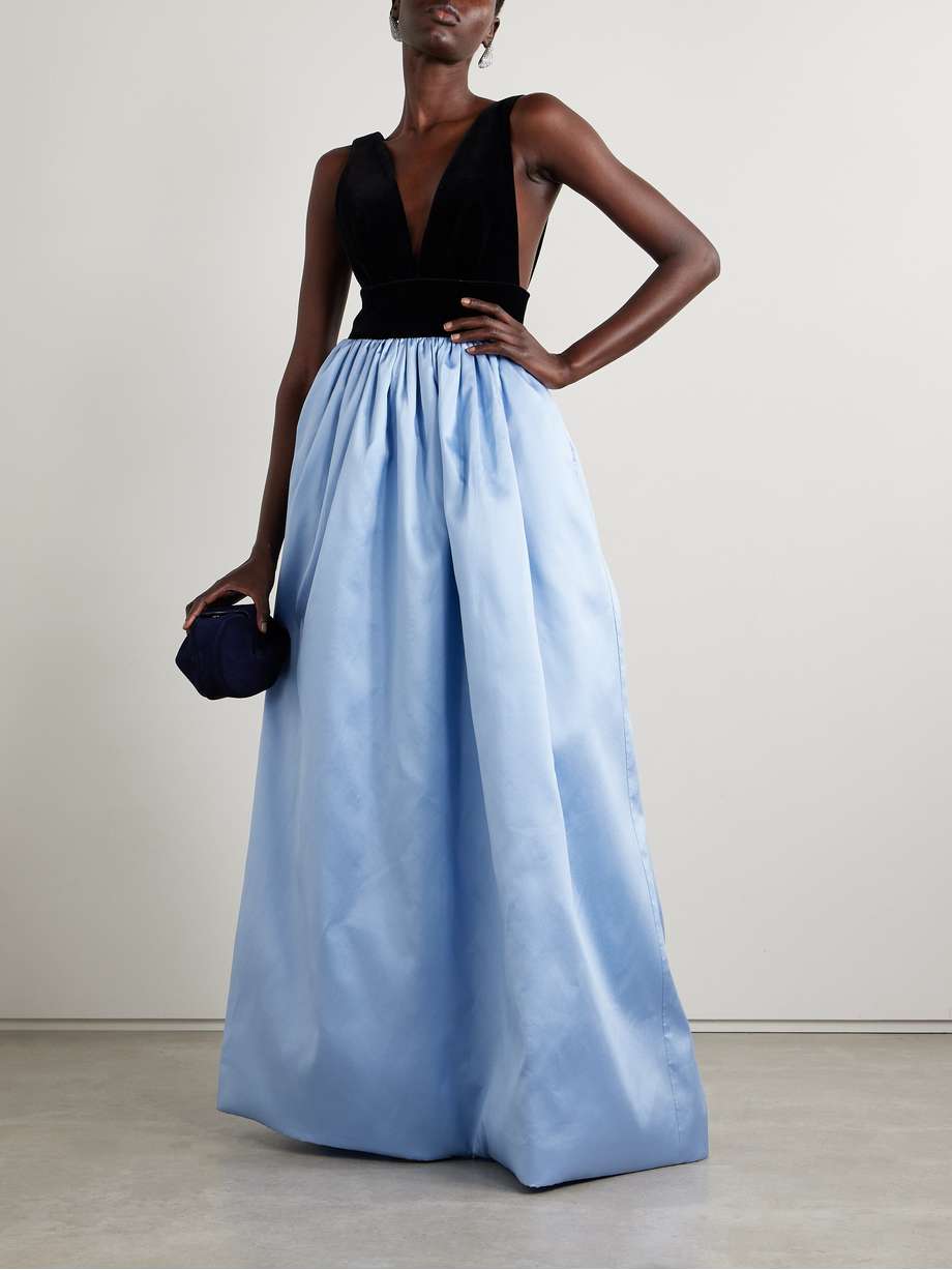 silk-mikado and velvet gown